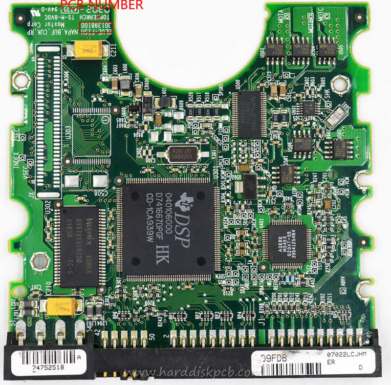 (image for) PCB 040106000, Maxtor 4D040H2, DAH017K0