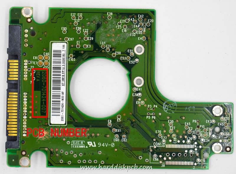 (image for) HDD PCB Western Digital Logic Board 2060-701424-007 REV A 2061-701424-N00